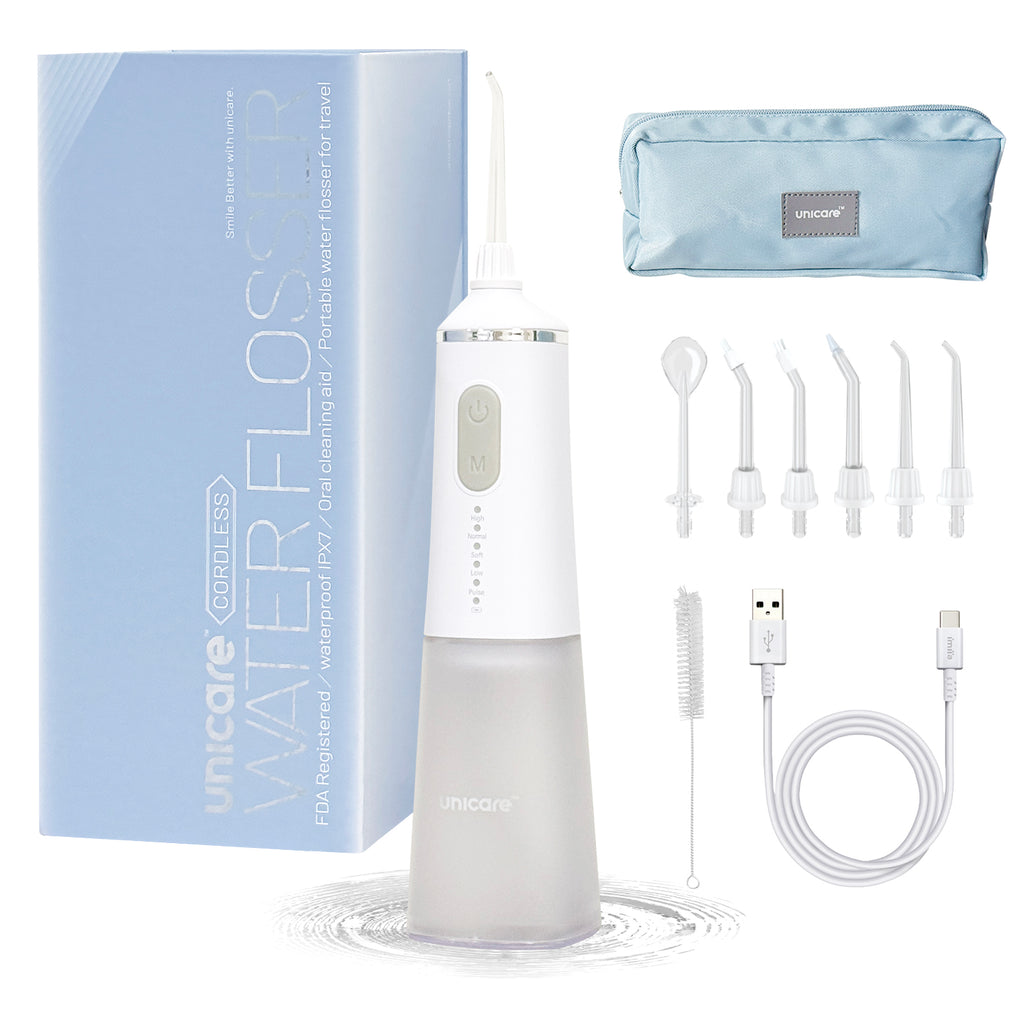 ✦1+1口腔保健組合✦ unicare®USB充電攜帶型高效電動沖牙機+標準型四入噴嘴組