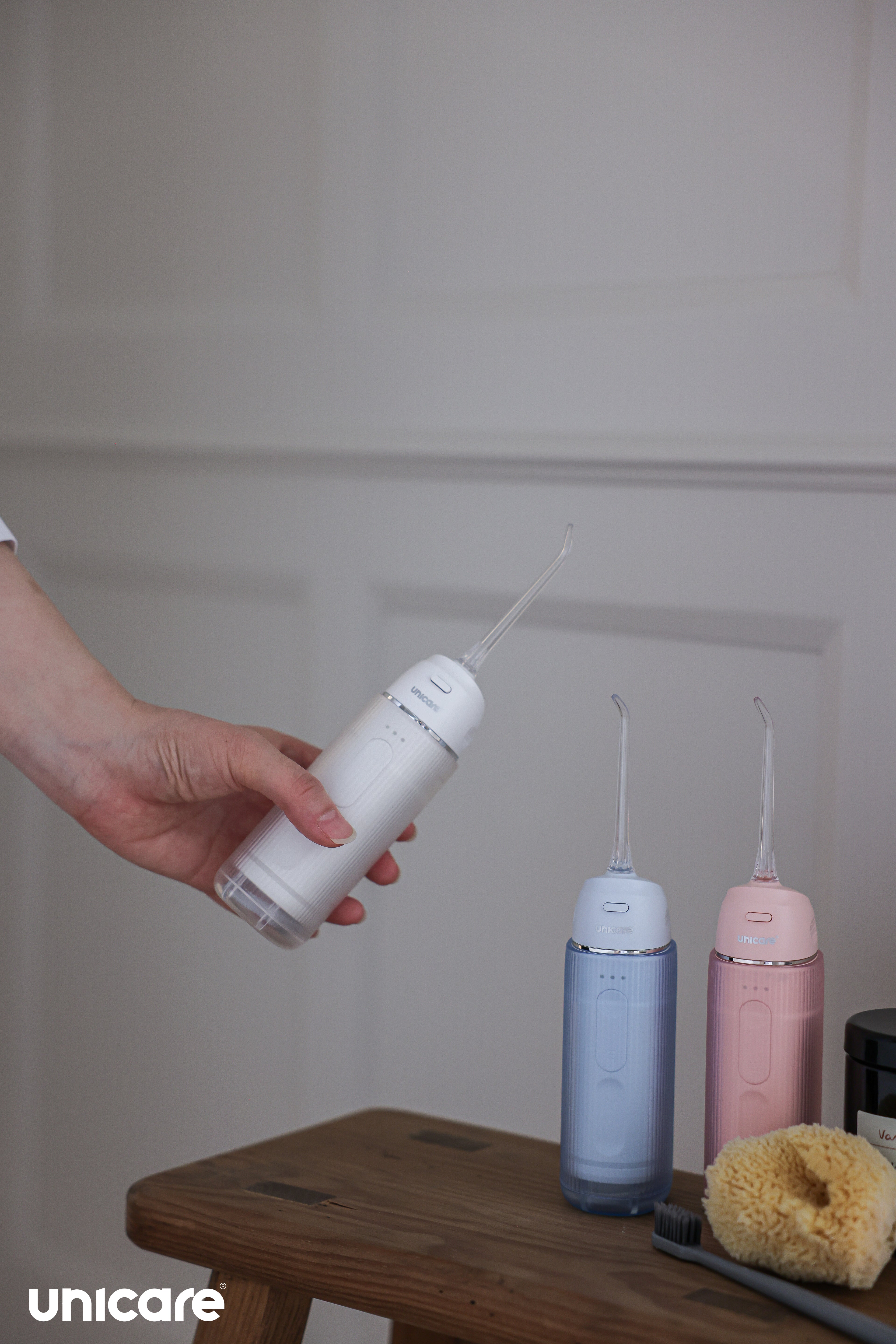 ✦1+1口腔保健組合✦ unicare®mini口袋型高效電動沖牙機+原廠替換噴嘴四入組(多款組合)