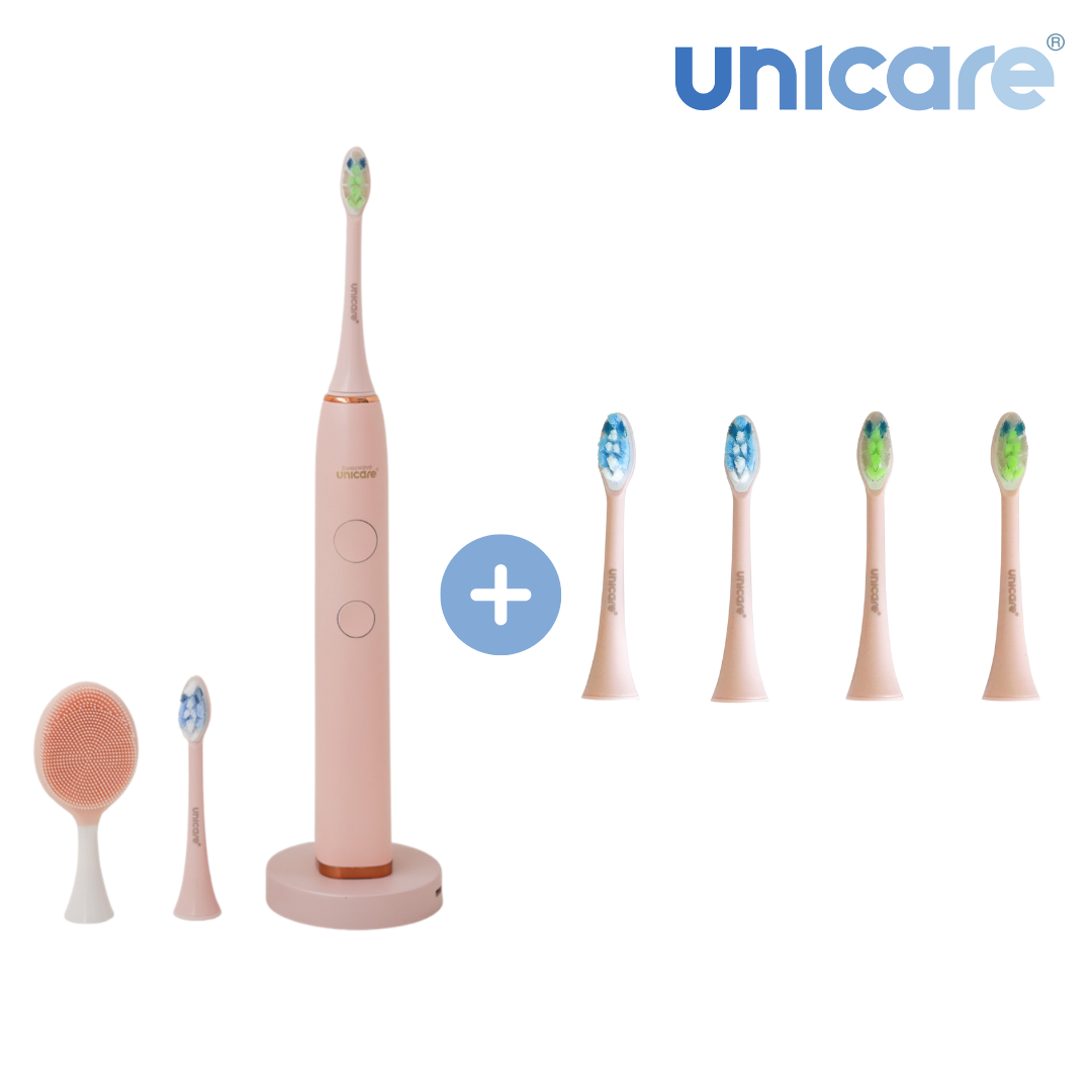 ✦1+1口腔保健組合✦ unicare®高效音波電動牙刷+原廠替換刷頭四入組