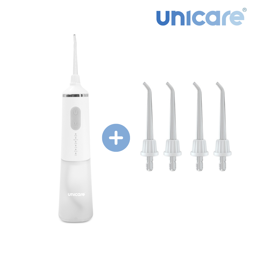 ✦1+1口腔保健組合✦ unicare®USB充電攜帶型高效電動沖牙機+標準型四入噴嘴組