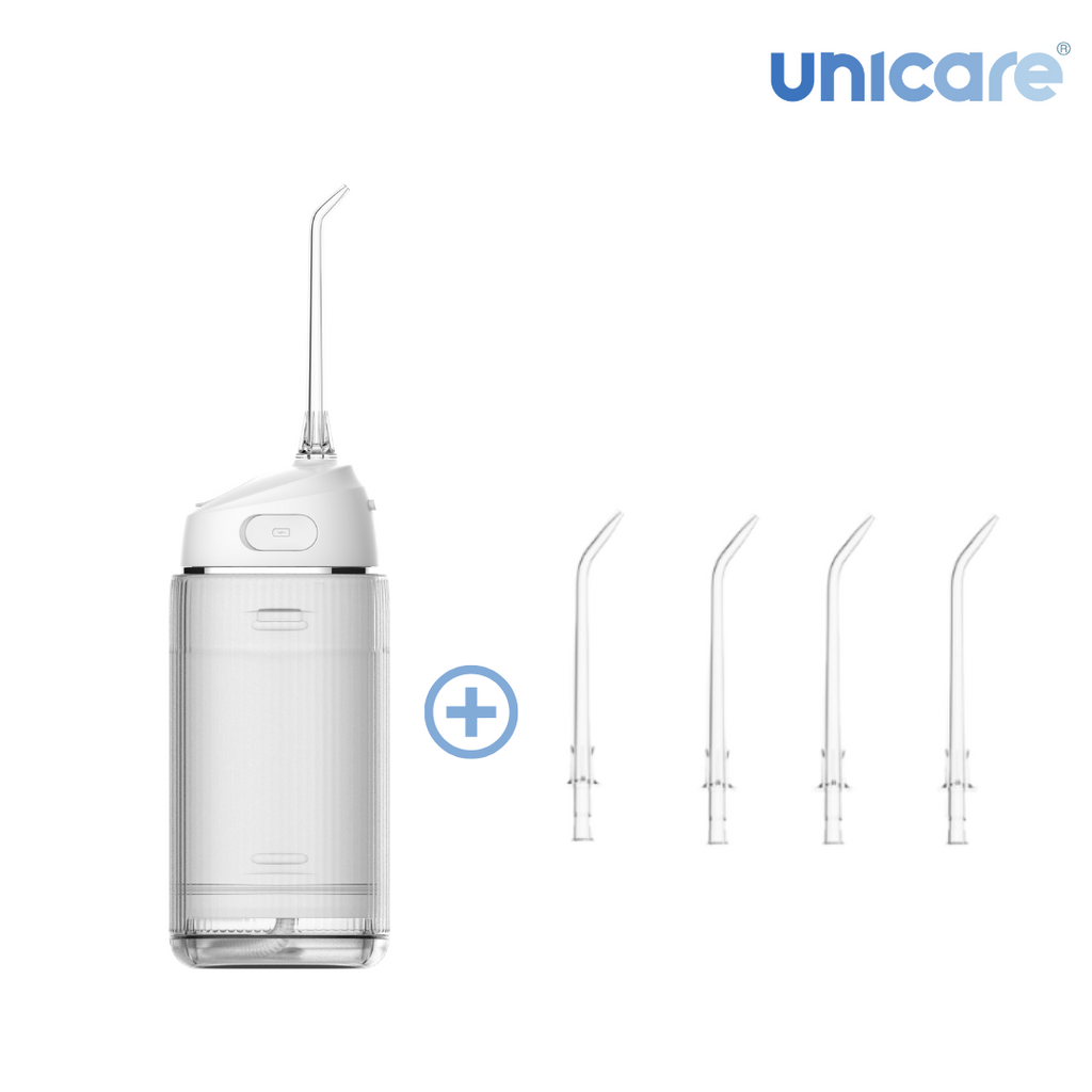 ✦1+1口腔保健組合✦ unicare®mini口袋型高效電動沖牙機+原廠替換噴嘴四入組(多款組合)