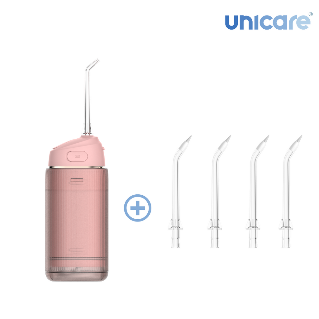✦1+1口腔保健組合✦ unicare®mini口袋型高效電動沖牙機+原廠替換噴嘴四入組(多款組合)