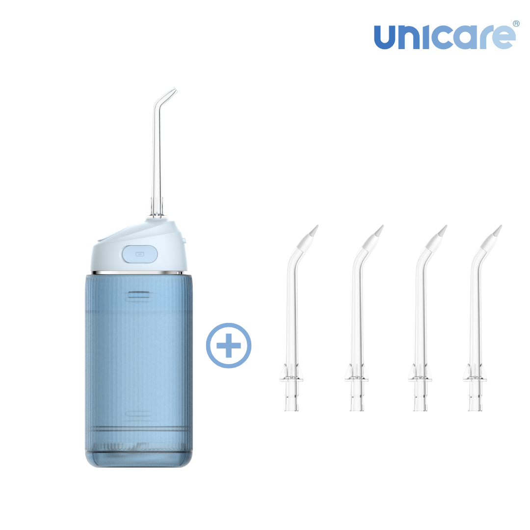 ✦1+1口腔保健組合✦ unicare®mini口袋型高效電動沖牙機+原廠替換噴嘴四入組(多款組合)