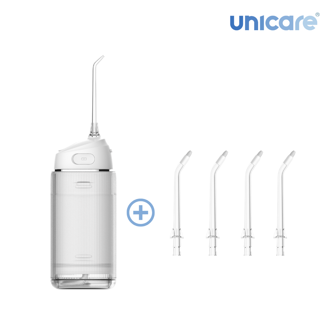 ✦1+1口腔保健組合✦ unicare®mini口袋型高效電動沖牙機+原廠替換噴嘴四入組(多款組合)